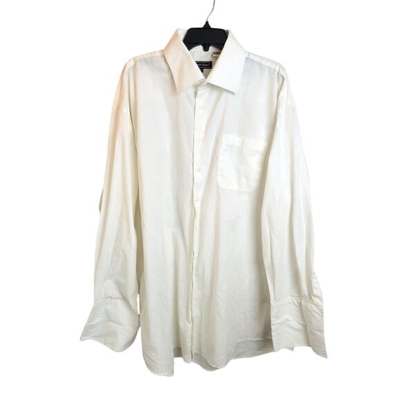 Avanti Uomo Button Down Shirt Ivory Pocket Long Sleeve Men's Size 19.5 36/37 - Picture 1 of 11